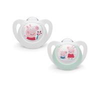 NUK Peppa Pig Star - Ciuccio in silicone ortodontico, 0-6 mesi, senza BPA, 2 pezzi, colore: bianco e verde