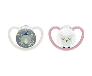 NUK Perfect Match Air Night 6-18 m ciuccio Firefly/Sheep 2 pz
