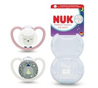 NUK Perfect Match Air Night - Ciuccio per bambini da 0 a 6 mesi, che si illuminano al buio che favoriscono il flusso d'aria e prevengono le eruzioni cutanee da saliva, accettazione del 95% del bambino