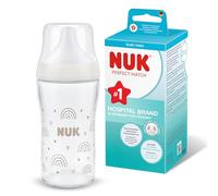 NUK Perfect Match Biberon | 3+ mesi | 230 ml | Biberon anti-coliche | Vetro | Indicatore di controllo della temperatura | Arcobaleno | Confezione da 1