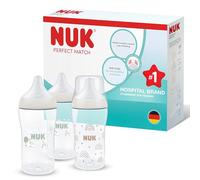 NUK Perfect Match Biberon | 3+ mesi | 260 ml | Biberon anti-coliche | PP | Indicatore di controllo della temperatura | Arcobaleno/Pecora | Confezione da 3