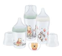 NUK Confezione biberon Perfect Match | 0-6+ mesi | Si adatta al palato del bambino | 3 biberon anti-colica e ciuccio Space Soother | Senza BPA | Disney Winnie the Pooh | 4 pezzi