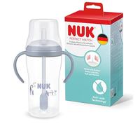 NUK Perfect Match Learner Biberon con cannuccia | 8+ mesi | 260 ml | Bicchiere con cannuccia a prova di perdite per bambini | Manici antiscivolo | Blu | Confezione da 1
