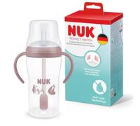 NUK Perfect Match Learner Biberon con cannuccia | 8+ mesi | 260 ml | Bicchiere con cannuccia a prova di perdite per bambini | Manici antiscivolo | Rosa | Confezione da 1