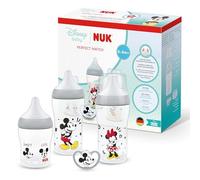 NUK Perfect Match Set Biberon e Succhietto | 0-6 Mesi | 3 Biberon Anticolica (150 ml, 260 ml), 1 Succhietto Perfect Match Air | Disney Topolino | Confezione da 4 Pezzi