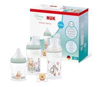 NUK Perfect Match Set Biberon e Succhietto | 0-6 Mesi | 3 Biberon Anticolica (150 ml, 260 ml), 1 Succhietto Perfect Match Air | Disney Winnie Puh | Confezione da 4 Pezzi