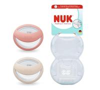 NUK Perfect Match Succhietto per Bambini | 0-6 mesi | Compatibile con l’allattamento al seno, succhietti ortodontici | Accettato dal 95% dei bambini** | Beige/Rosso | Confezione da 2