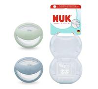 NUK Perfect Match Succhietto per Bambini | 0-6 mesi | Compatibile con l’allattamento al seno, succhietti ortodontici | Accettato dal 95% dei bambini** | Verde/Blu | Confezione da 2