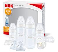NUK Perfect Start First Choice+ set biberon | 0-6 mesi | 4 biberon anti-colica, succhietto, spazzola per biberon e altro ancora | Senza BPA | 10 pezzi