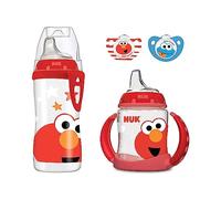 NUK Sesame Street Transition Bundle, Active Cup, Learner Cup, Ciucci, set da 4 pezzi