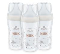 NUK Set biberon Perfect Match, 3+ mesi, Si adatta al palato del bambino, Controllo della temperatura, Sfiato anti-colica, 260 ml, Senza BPA, Tettarella media in silicone, Arcobaleno, 3 pz