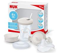 NUK 3-in-1 Set per imparare a bere con Trainer Cup Bicchiere Antigoccia (6+ mesi), Magic Cup 360° Tazza (8+ mesi) e Action Cup Tazza per Bambini (12+ mesi) | 230 ml | Senza BPA | Bianco (cuori)