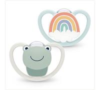 NUK Space ciuccio | 0-6 mesi | Ciucci con ventilazione supplementare per pelli sensibili | Silicone senza BPA | Boy | 2 pezzi