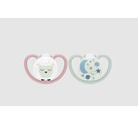 NUK Space Night - Ciuccio in silicone, 6-18 m, 2 pezzi, colore: blu/menta