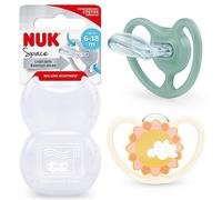 NUK Capezzolo spaziale | 6-18 mesi | Lecca-lecca con Aerazioni Extra Larghe | Silicone senza BPA | 2 unità | Orso/Balena o Gatto/Pinguino (design assortito)