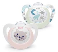 NUK Star Ciuccio per bambini | 0-6 Mesi | Succhietti notte e giorno | silicone senza bpa | Accettato dal 99% dei bambini | Rosa | 2 Pezzi