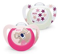 NUK Star Ciuccio per bambini | 6-18 Mesi | Succhietti notte e giorno | silicone senza bpa | Accettato dal 99% dei bambini | Rosa | 2 Pezzi