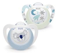 Nuk Star night & day - Ciuccio per neonati, 0-6 mesi, ciucci fosforescenti, sili