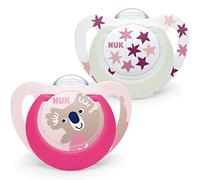 Nuk Star night & day - Ciuccio per neonati, 18-36 mesi, ciucci fosforescenti, silicone senza BPA, Koala rosa, 2 pezzi