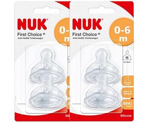 NUK tettarelle in silicone 10124015 First Choice +, formato 1 (0-6 mesi) M, 2-pack (2 x 2er Blister)