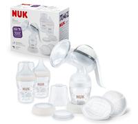 NUK tiralatte manuale | Cuscinetto in morbido silicone | Leva ergonomica | 2 x biberon Perfect Match | 150 ml | 2 x cuscinetti per il seno monouso NUK High Performance