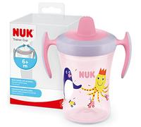 NUK Trainer Cup Bicchiere Antigoccia | Beccuccio Morbido E A Prova Di Perdite | 6+ Mesi | Senza Bpa, color Pinguino (rosa), 230 ml