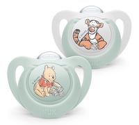 NUK Star ciuccio | 6-18 mesi | Calma il 99% dei bambini | Succhietti in silicone senza BPA | Winnie the Pooh | Custodia compresa | 2 pezzi
