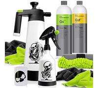 Nuke Guys Koch Chemie Foam Set: KochChemie GreenStar, detergente universale + detergente Gentle Snow Foam + spray Nuke Guys + schiuma Nuke Guys da 2 l + 4 panni in microfibra + misurino Nuke Guys
