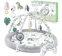 Nukido Interactive Educational Baby Play Mat - Baby Play Mat for Floor Play from Birth - Play Mat for Babies - 2-in-1 Baby Sensor Mat - 7 Functional Toys - 56 cm Grey
