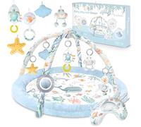 Nukido Palestrina Evolutiva Per Bambini Tappeto Gioco Con Archi Rimovibili 7 Giocattoli Multifunzionali Morbido Cuscino Pieghevole Blu Ocean