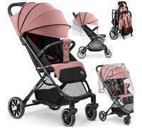 Nukido Passeggino per bambini 0-36 mesi 0-15 kg pieghevole automatico in 2 secondi ruote a 360° con ammortizzazione grandi ruote tuttofare rosa