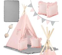 Nukido, TEEPEE - Tenda per bambini con ghirlanda di cuscini, grande tappetino, stabilizzatore