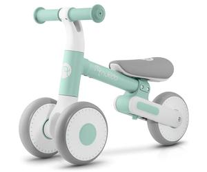 Nukido Triciclo per bambini a partire da 1 anno, triciclo per bambini, regolabile in altezza, aiuto per imparare a camminare, pneumatici in schiuma, bianco, grigio, menta