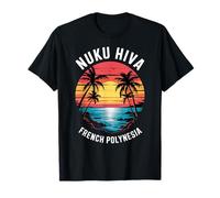 Nuku Hiva, Polinesia francese, spiaggia tropicale e tramonto Maglietta