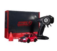 NULA Mini auto RC Drift per scrivania, corse indoor e pavimenti, 1:43, 4WD con controllo proporzionale del gas da 2,4 GHz, luce LED per adulti hobbisti (rosso/CZ4106)