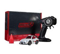 NULA Mini auto RC Drift per scrivania, corse indoor e pavimenti, 1:43, 4WD con controllo proporzionale del gas da 2,4 GHz, luce LED per adulti hobbisti (bianco/CZ4106)