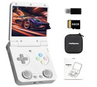NULA Miy-oo Flip V2 - Console di gioco palmare, con scheda TF da 64 GB, schermo IPS da 3,5 pollici, Linux RK3566 Quad-Core Cortex A55, batteria da 3000 mAh ed emulatore di gioco WiFi