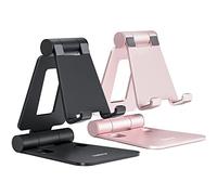 NULAXY Supporto doppio pieghevole per telefono cellulare, 2 pezzi, phone stand regolabile compatibile con iPhone 14 13 12 11 Pro Xs Xs Max Xr X 8, tutti i telefoni, nero oro rosa