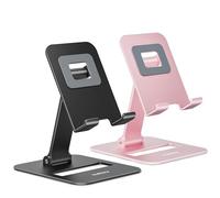 NULAXY Supporto per Cellulare Doppio Pieghevole da 2 Pezzi, Supporto per Telefono da Scrivania Completamente Regolabile, Compatibile con iPhone 15 14 13 12 11, Tutti i Telefoni, Nero & Oro Rosa