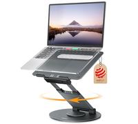 NULAXY Supporto per scrivania regolabile per computer portatile con base girevole a 360°, supporto ergonomico per computer portatile, adatto per tutti i laptop da 10 a 17 pollici, grigio