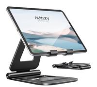Nulaxy Supporto Tablet, Alluminio Supporto per iPad Pieghevole e Regolabile, Porta Cellulare da Tavolo per iPad PRO 12.9, 10.5, 9.7, Air Mini 2 3 4, iPhone, Switch, Samsung Tab (4.7"-13")- Nero
