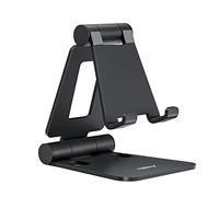 Nulaxy Supporto Telefono, Doppia Pieghevole Supporto per Telefono Cellulare Scrivania Compatibile con iPhone 15 14 13 12 11 XS Max XR X 8 7 6, Tutto 4-8" Smartphones - Nero