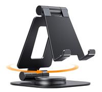 Nulaxy Supporto Telefono Girevole 360°, Supporto Cellulare Pieghevole Regolabile Accessori da Scrivania Custodia Spessa Compatibile con iPhone 14 13 12 X Xr, Tutti i Dispositivi 4-10'', Nero