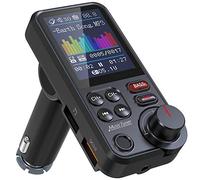 Nulaxy Trasmettitore Bluetooth per auto, adattatore per autoradio Bluetooth con schermo a colori da 1,8"con microfono potente per chiamate a mani libere migliori, supporta la ricarica QC3.0, KM30