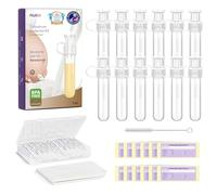 Nuliie 12 pezzi Kit di raccolta colostro, 7 ml, senza BPA, riutilizzabile | a prova di perdite, resistente al calore e al congelatore, con panno di cotone, custodia, spazzola per la pulizia, pronto