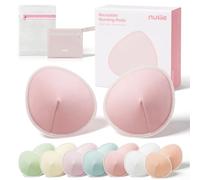 Nuliie Assorbenti riutilizzabili per allattamento, confezione da 14 (7 paia), a forma di coppa per una migliore copertura, ultra sottili per perdite di latte, assorbenti lavabili per l'allattamento al