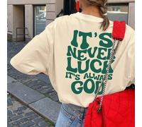 Nulla è fortuna, è tutta la volontà di Dio' Maglietta casual con stampa slogan, maniche corte, estiva, Maglietta con motivo vintage sportivo del cavallo per il Capodanno cinese, Maglietta con grafica 