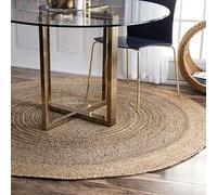 nuLOOM Fibre Naturali. Border Iuta Runner Area Rugs, Juta, Grey, 8' Round