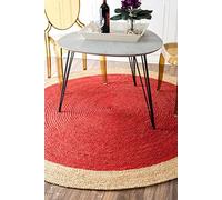 nuLOOM Fibre Naturali. Border Iuta Runner Area Rugs, Juta, Red, 8' Round