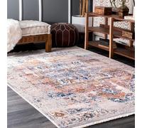 nuLOOM Harriet - Tappeto vintage con frange e medaglioni, 7,6 x 12,7 cm, tappeto tradizionale avorio/multicolore, per soggiorno, camera da letto, sala da pranzo, ingresso e cucina